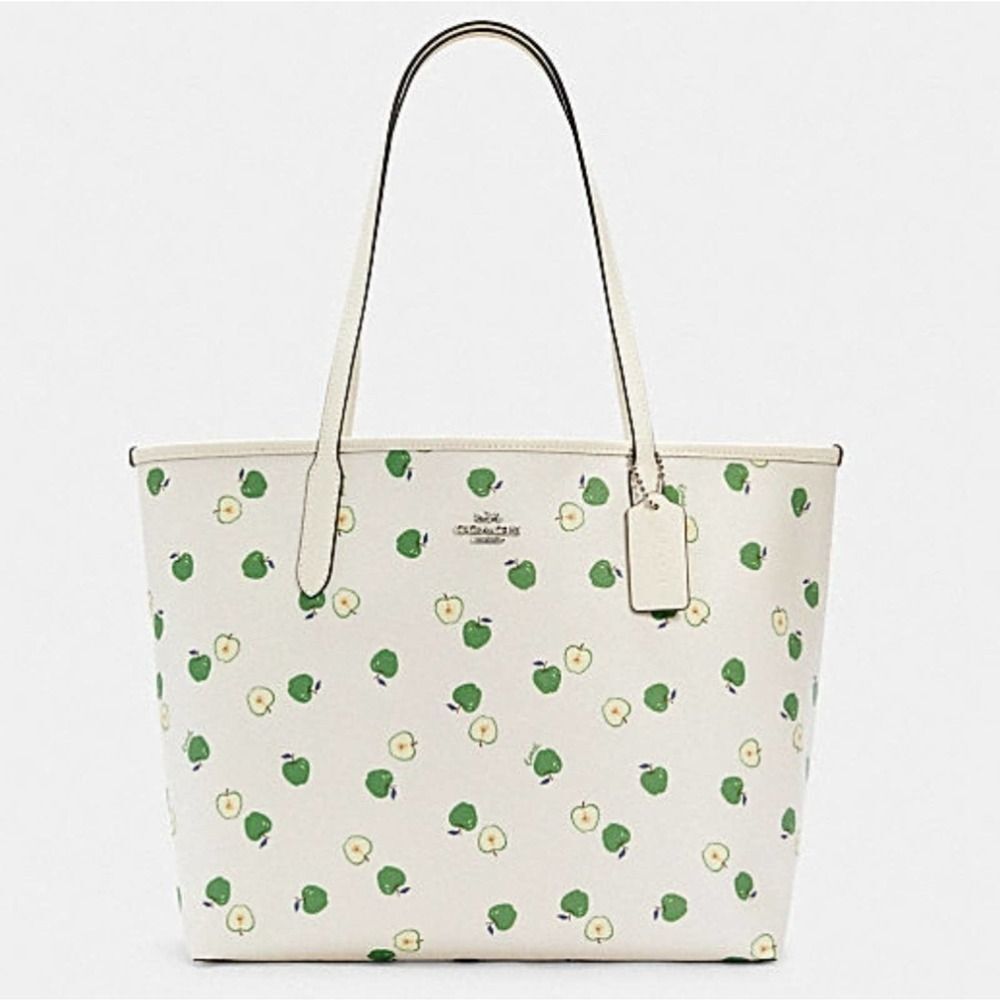 NWT Coach Leather City Tote With Apple Print - Picture 2 of 7